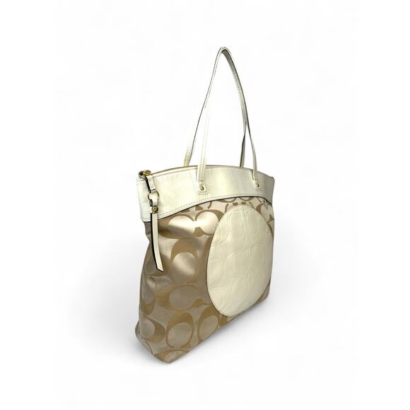 Coach Laura Signature Tan Monogram Tote Bag - Picture 3 of 10